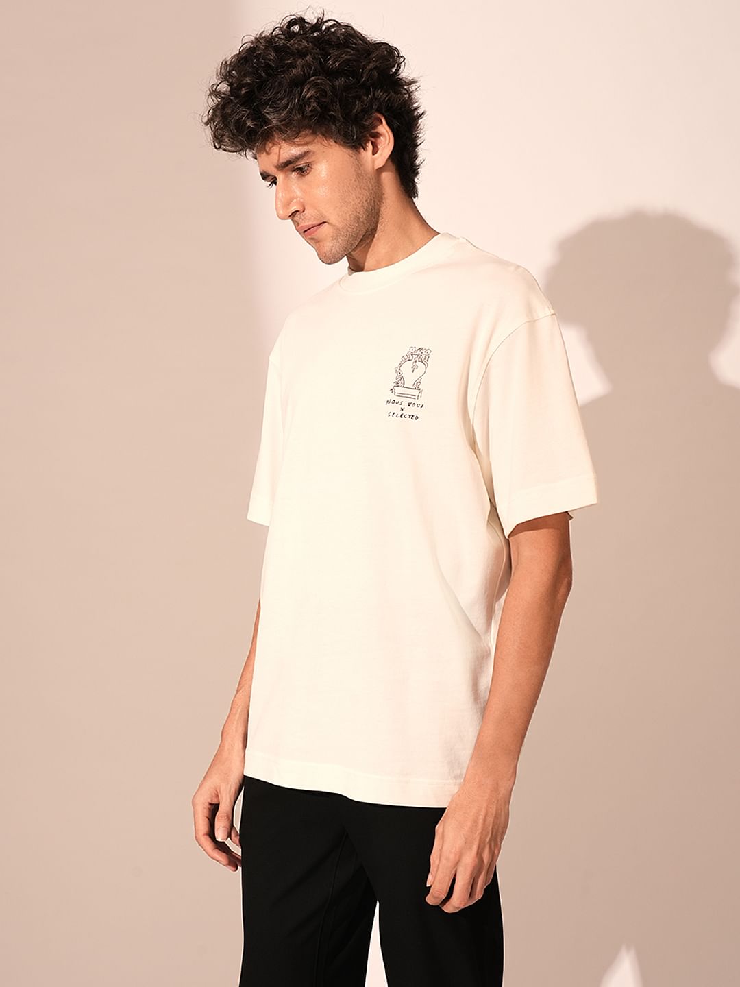 Beige Printed Organic Cotton T-Shirt