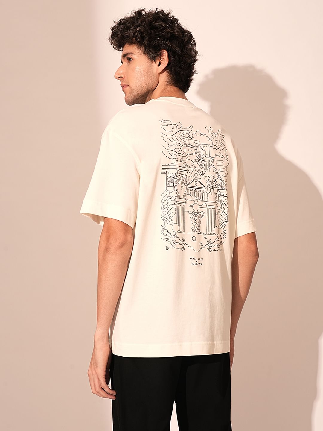 Beige Printed Organic Cotton T-Shirt