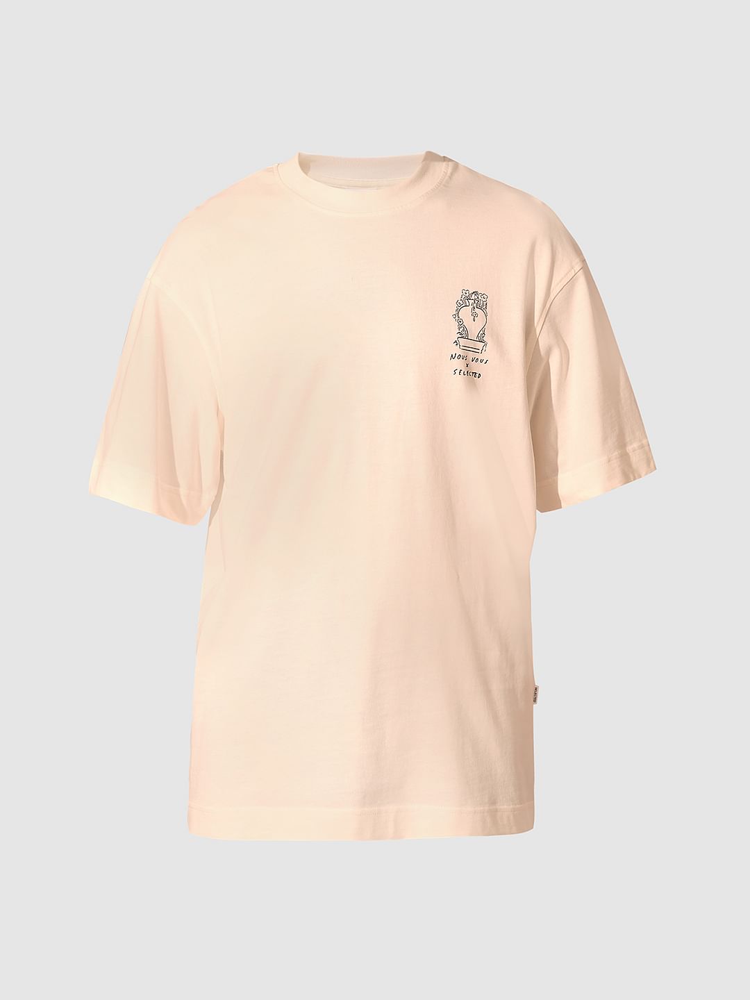 Beige Printed Organic Cotton T-Shirt