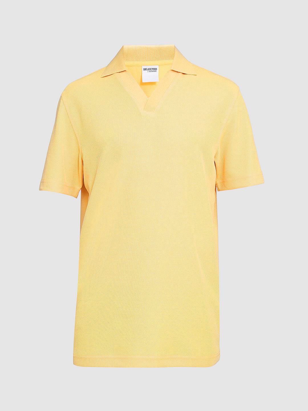 Yellow Split Neck Regular Fit Polo