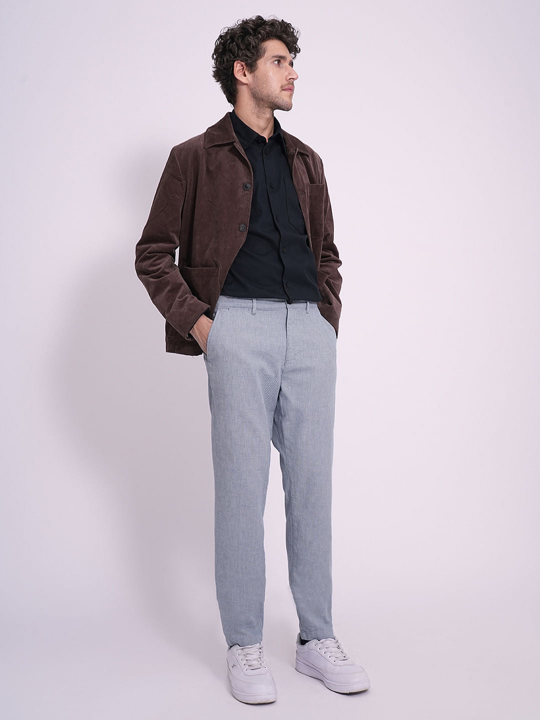 Blue Organic Cotton Structured Pants