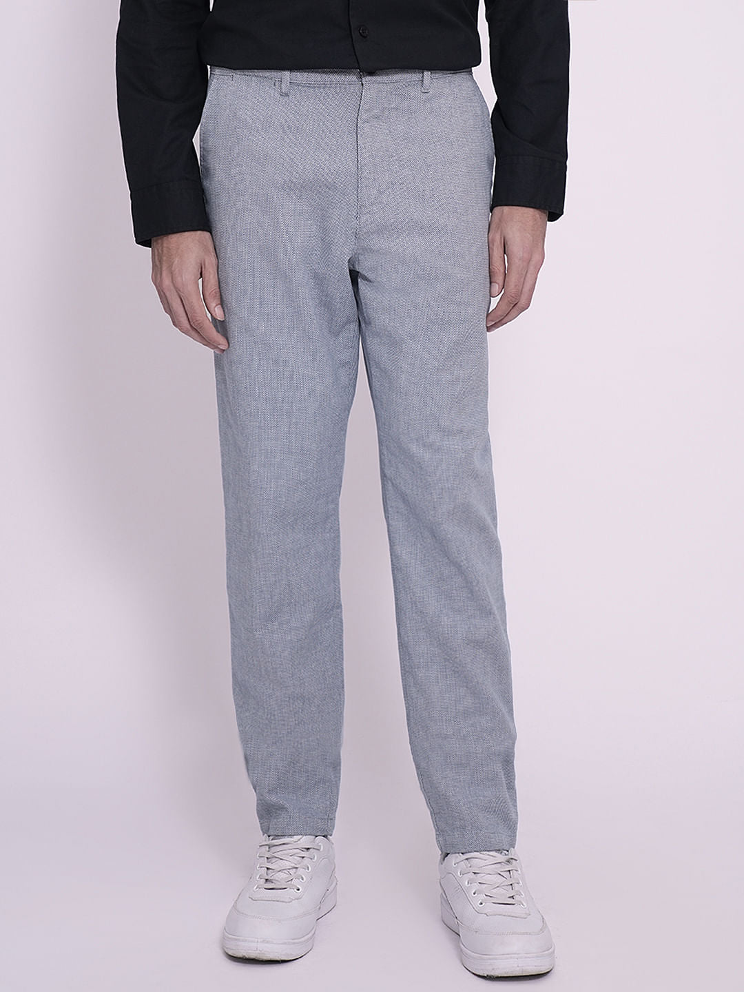 Blue Organic Cotton Structured Pants