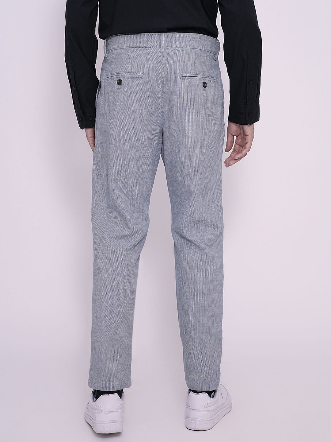 Blue Organic Cotton Structured Pants