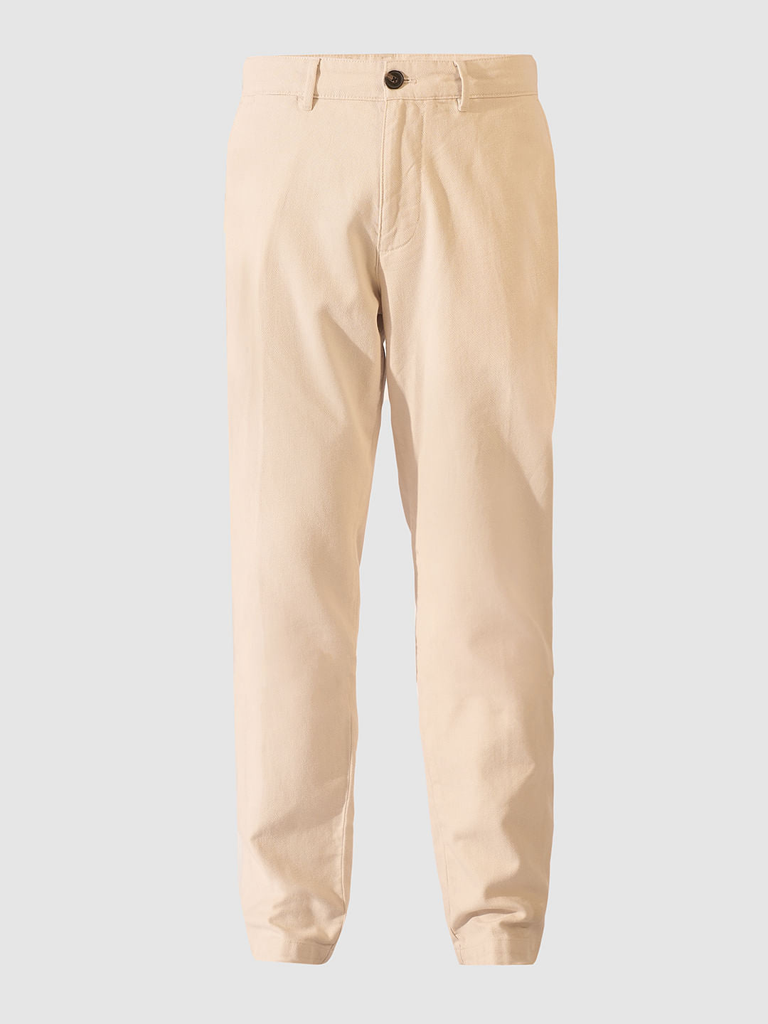 Beige Organic Cotton Structured Pants
