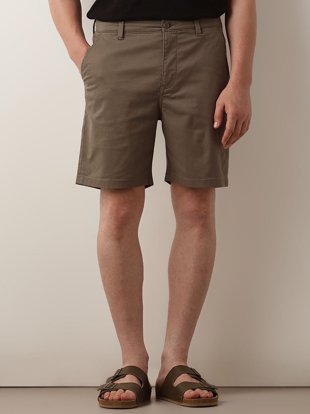 Olive Mid Rise Chino Shorts