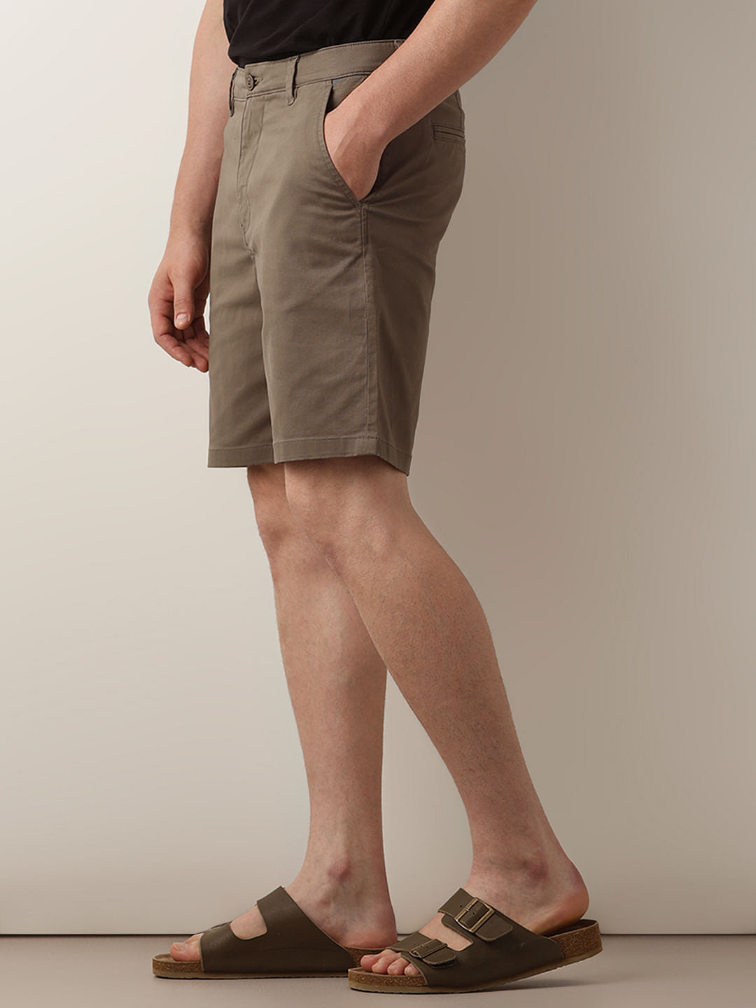 Olive Mid Rise Chino Shorts