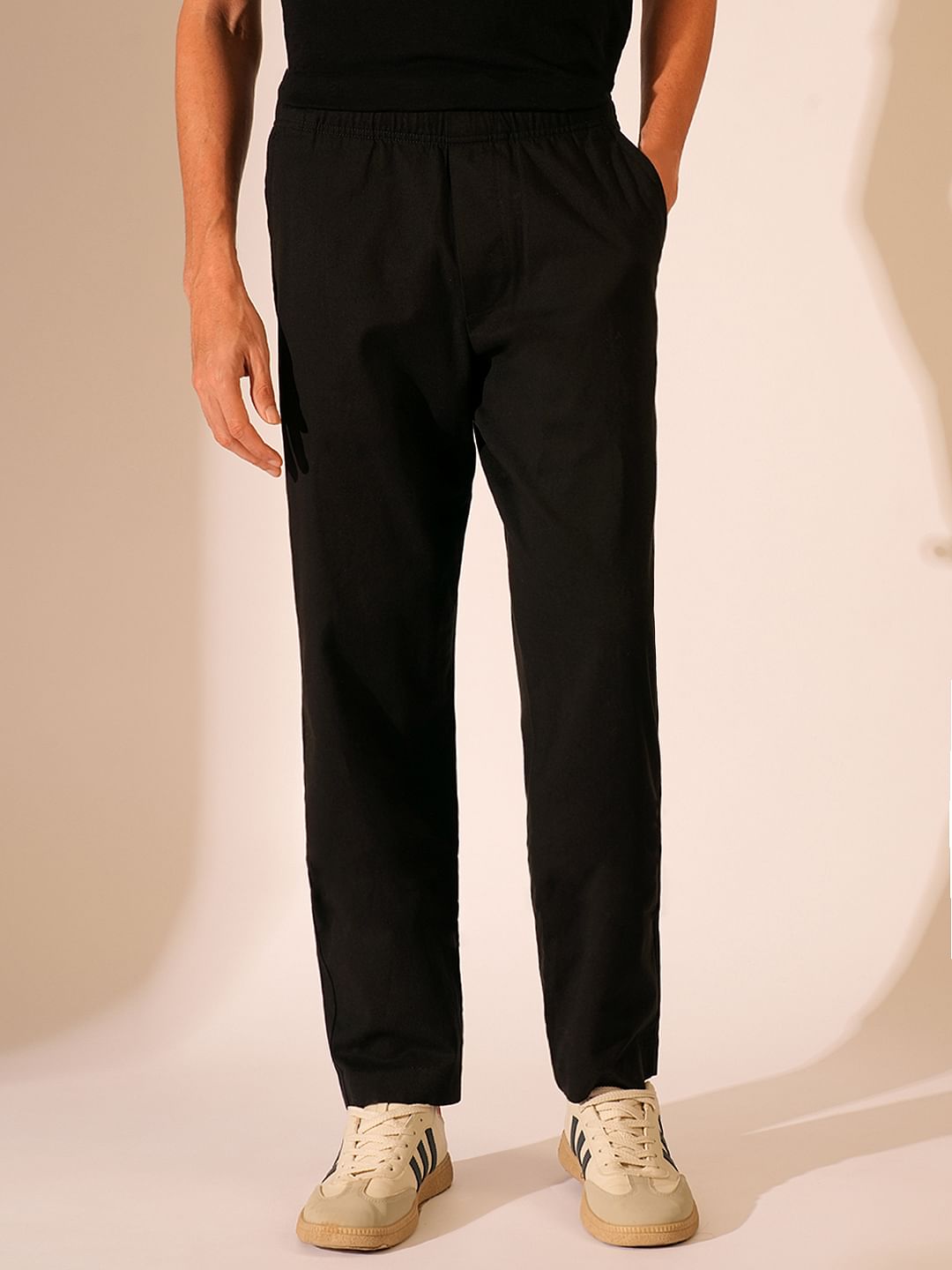 Black Regular Fit Casual Pants