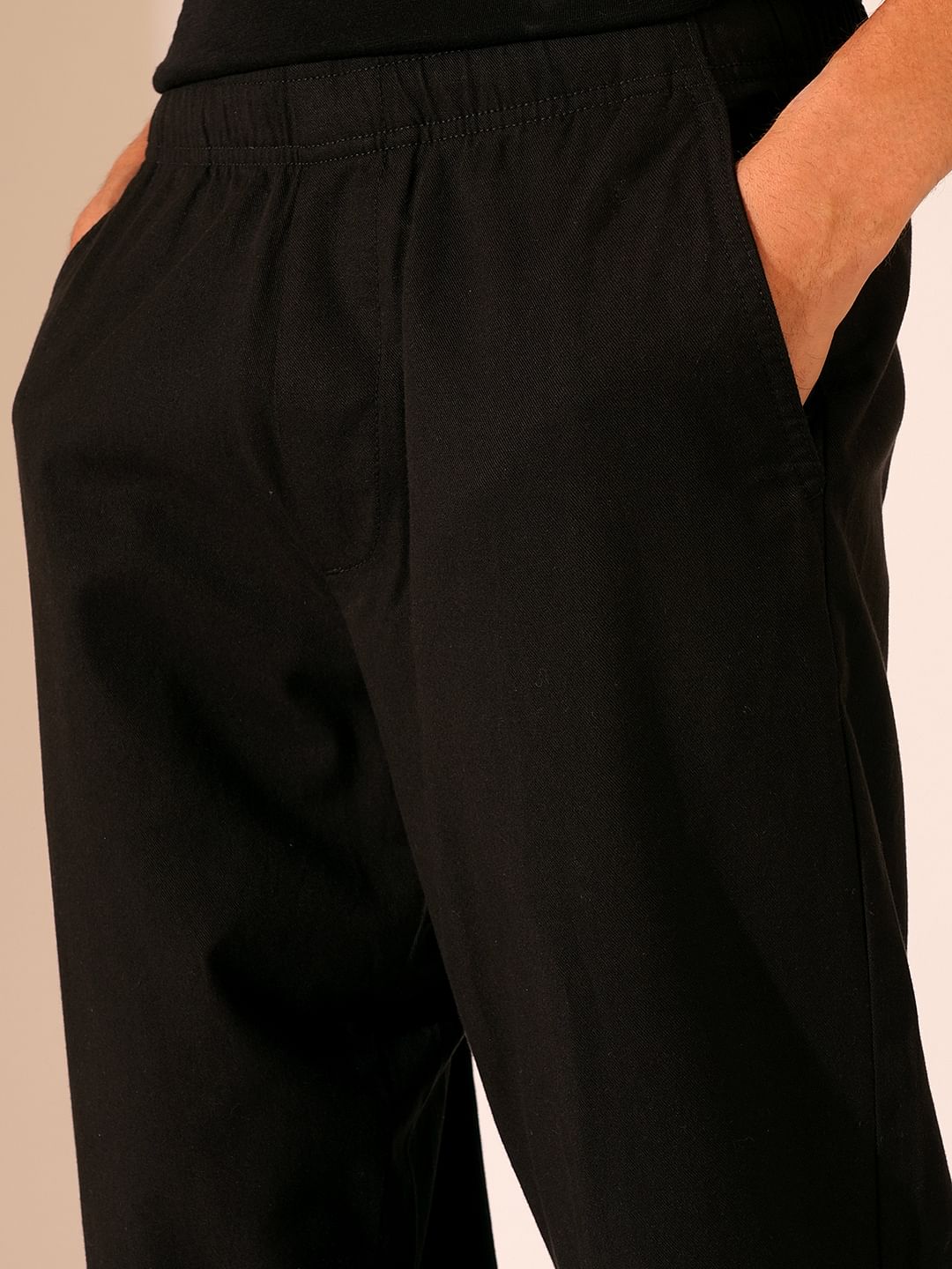 Black Regular Fit Casual Pants
