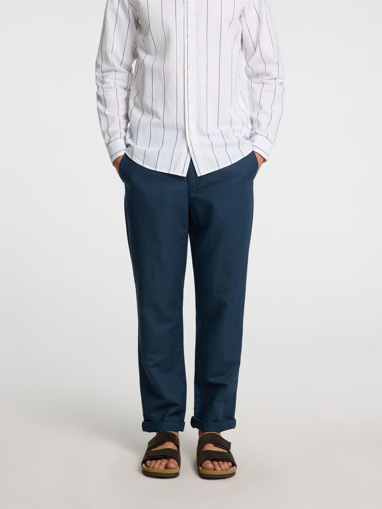 Dark Blue Straight Fit Organic Cotton Pants