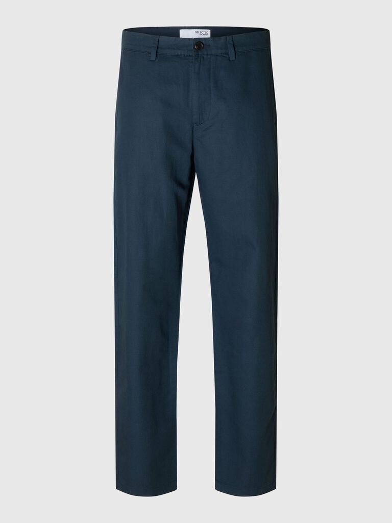 Dark Blue Straight Fit Organic Cotton Pants