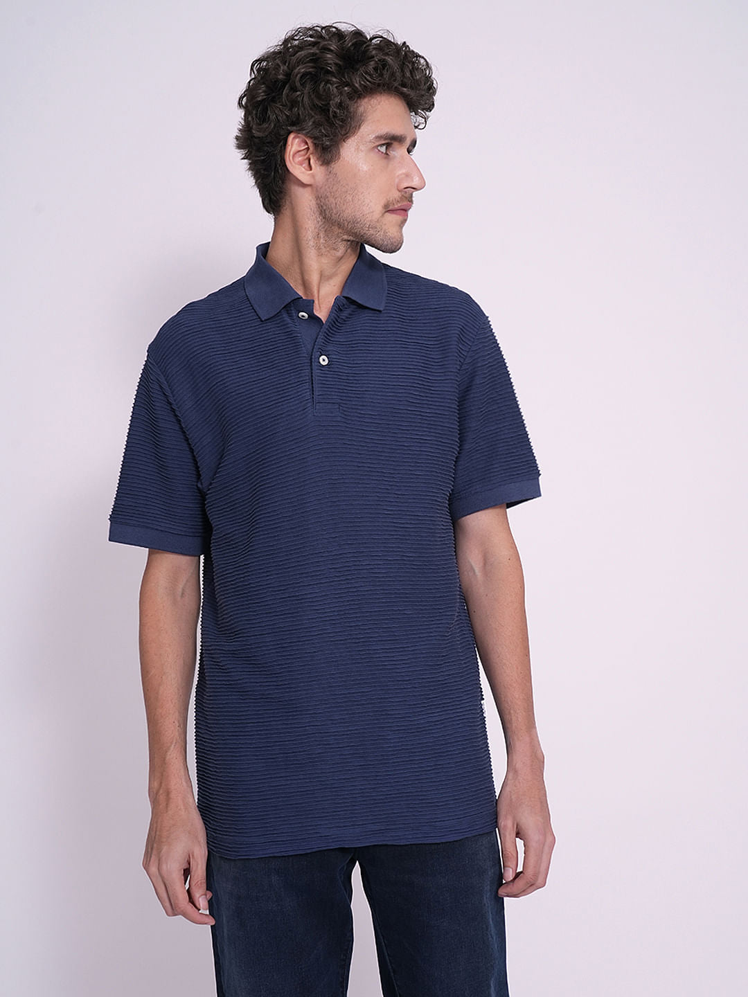 Dark Blue Structured Organic Cotton Polo