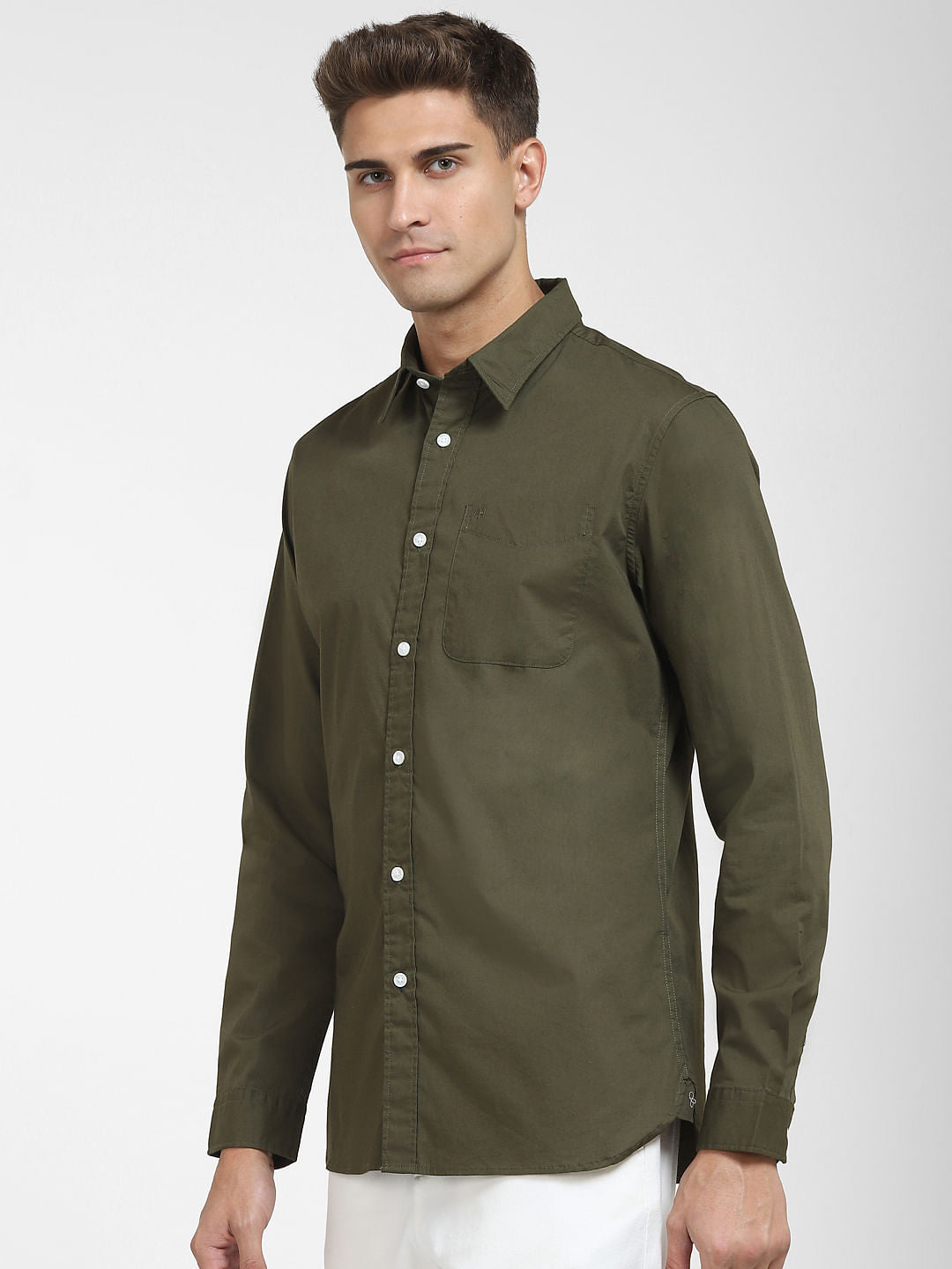 Olive Formal Full Sleeves Shirt