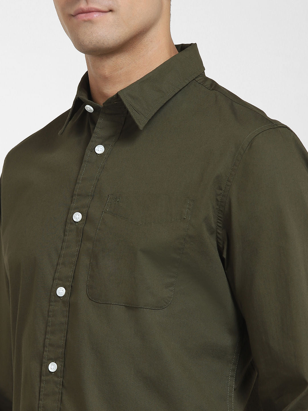 Olive Formal Full Sleeves Shirt