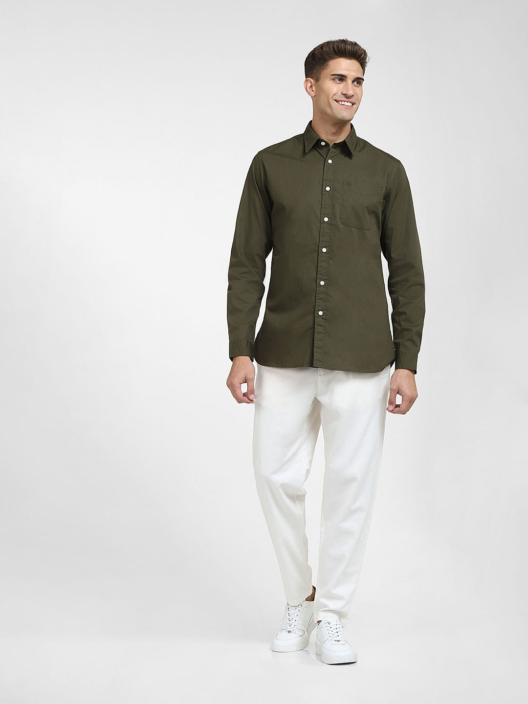Olive Formal Full Sleeves Shirt