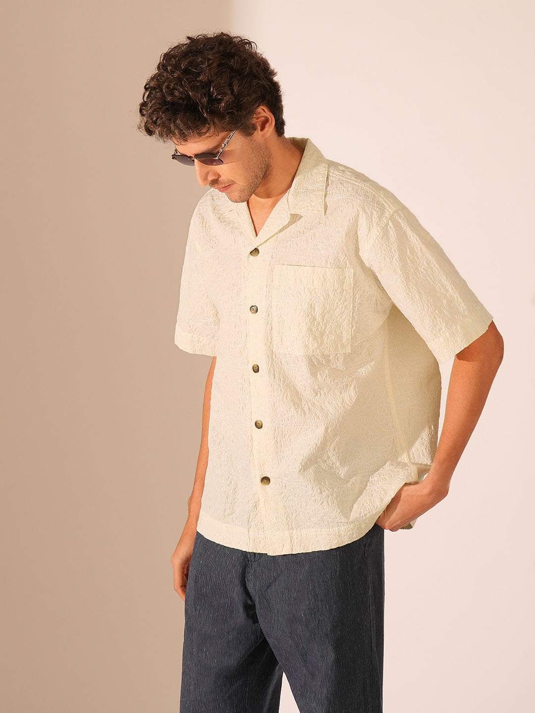 Beige Cotton Resort Shirt