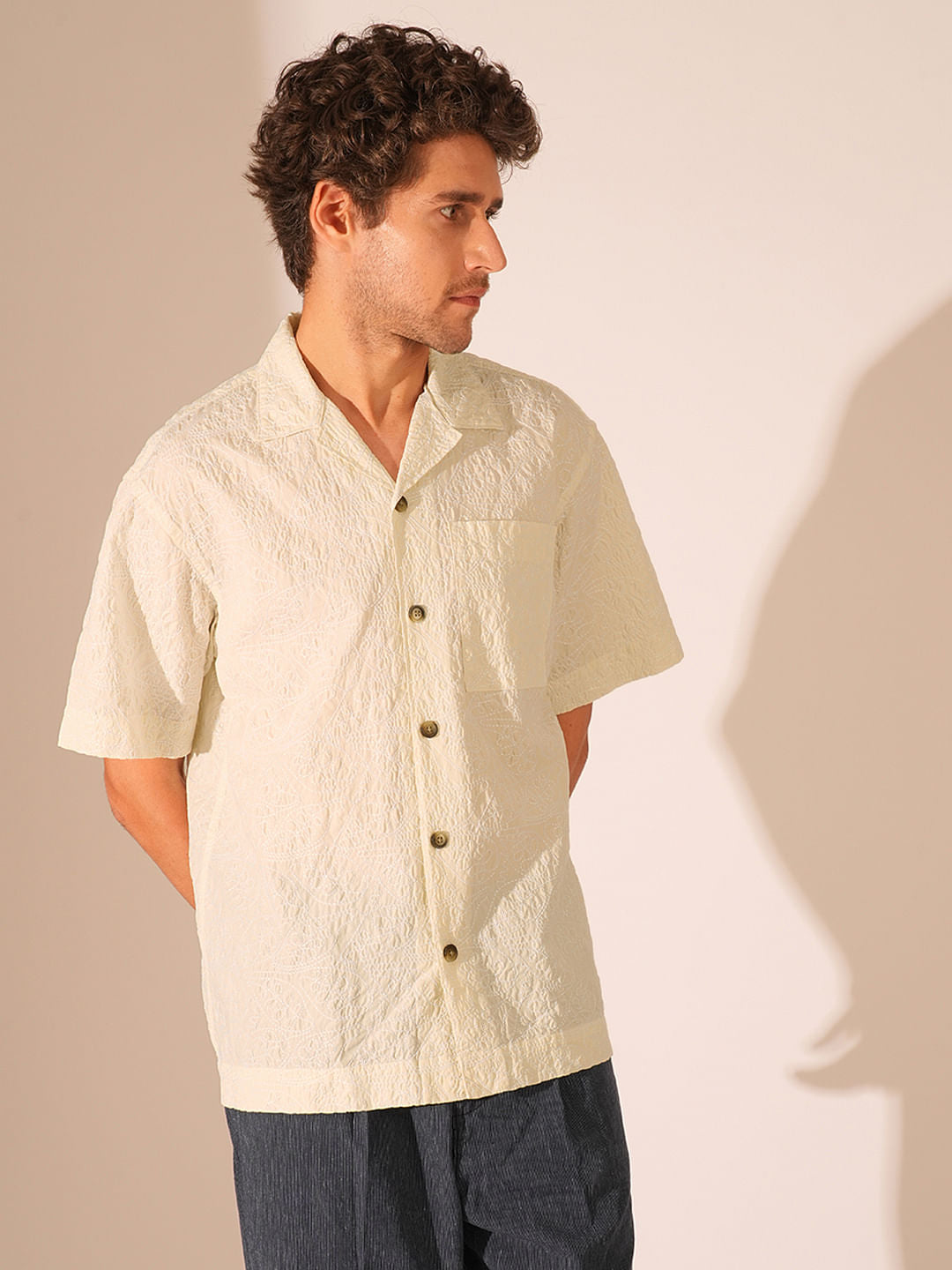 Beige Cotton Resort Shirt
