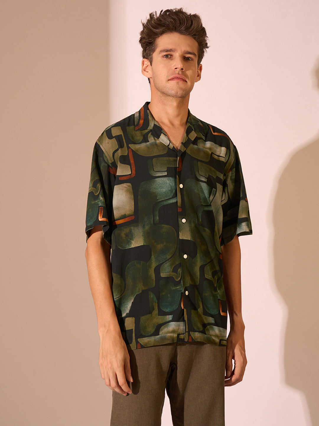 Printed Cuban Collar Shirt