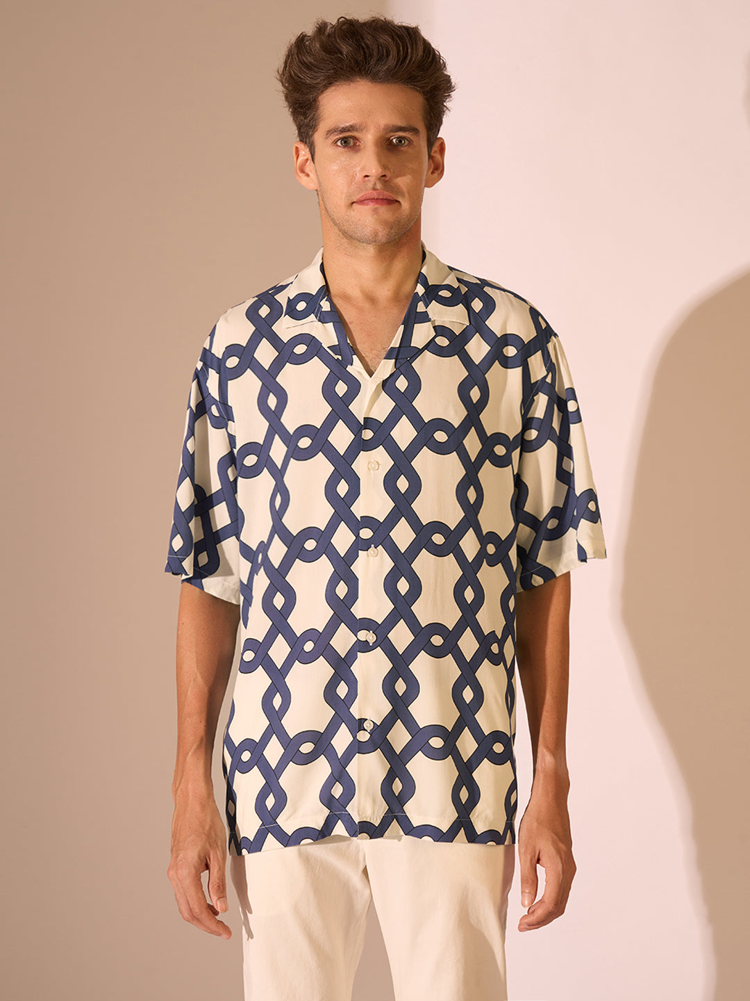 Printed Cuban Collar Shirt