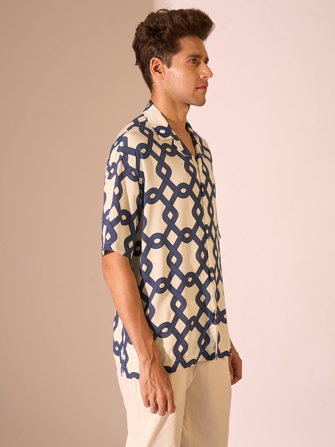 Printed Cuban Collar Shirt