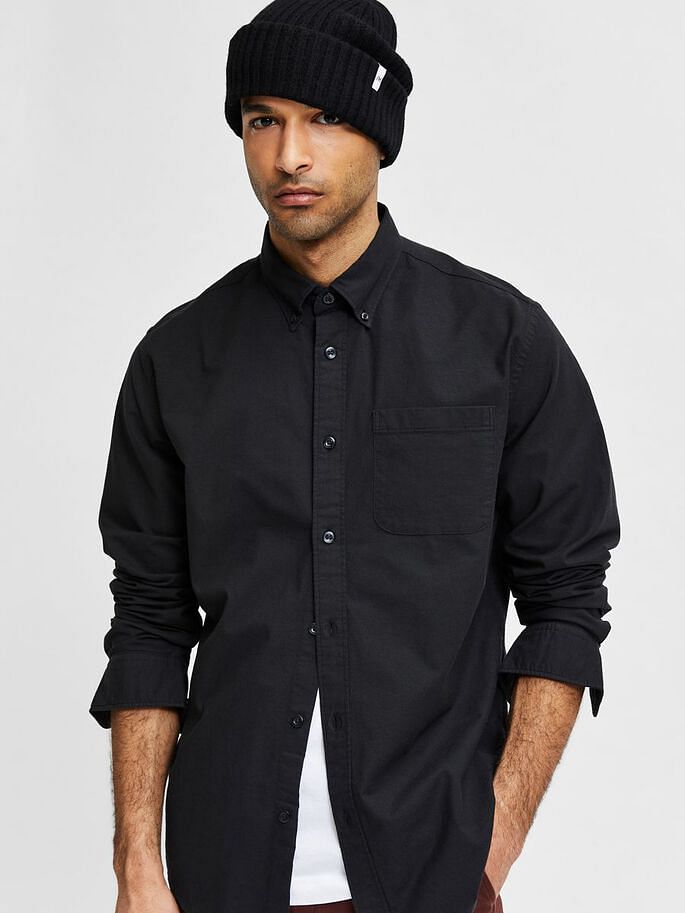 Black Organic Cotton Full Sleeves Shirt