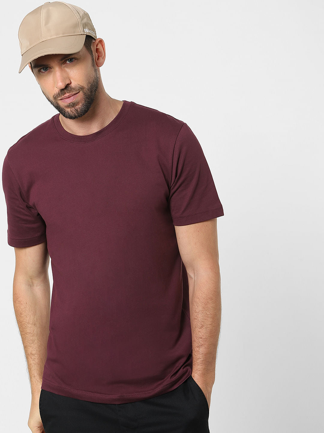 Maroon Organic Cotton Crew Neck T-Shirt