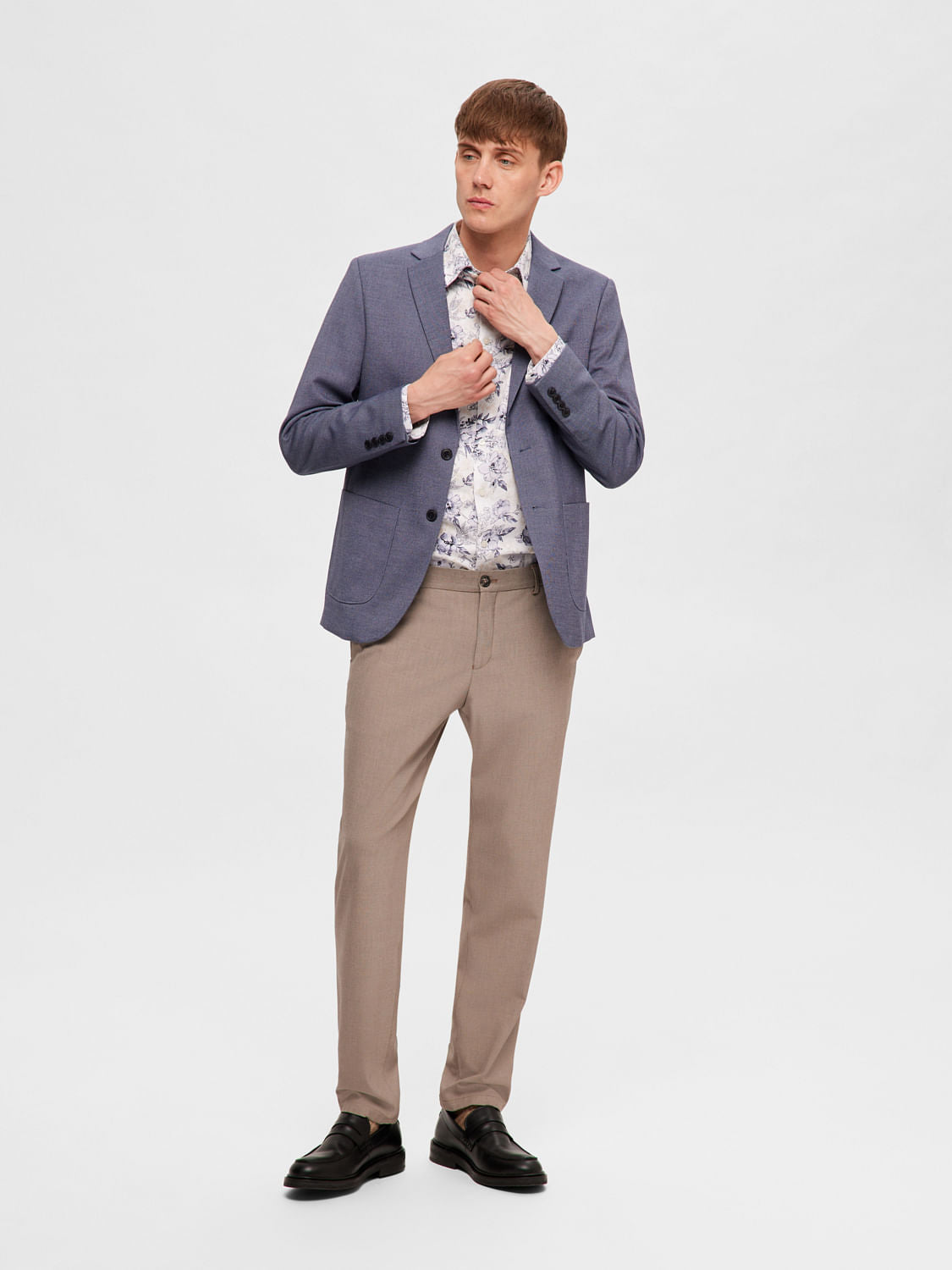 White Floral Full Sleeves Shirt