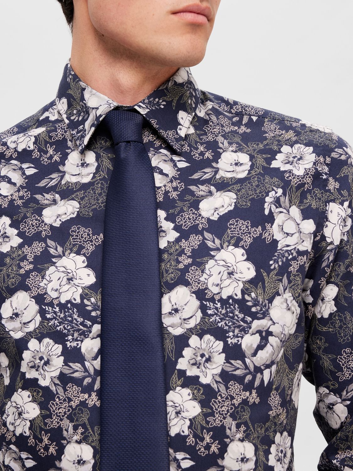 Blue Floral Full Sleeves Shirt