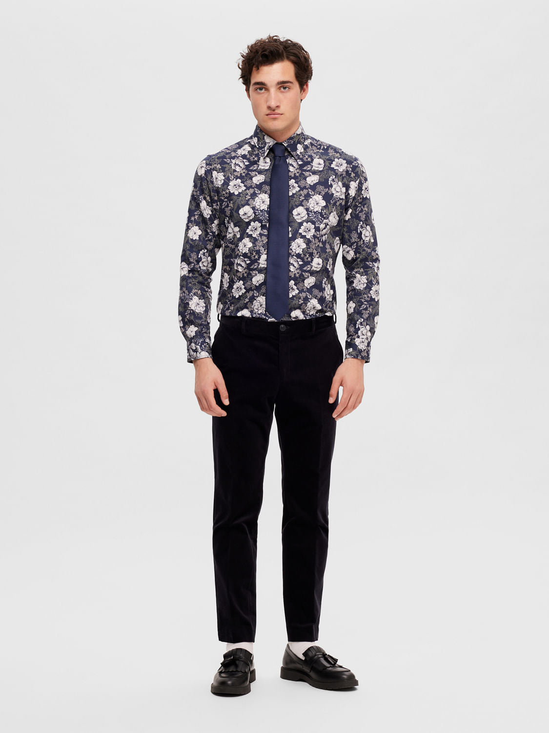 Blue Floral Full Sleeves Shirt