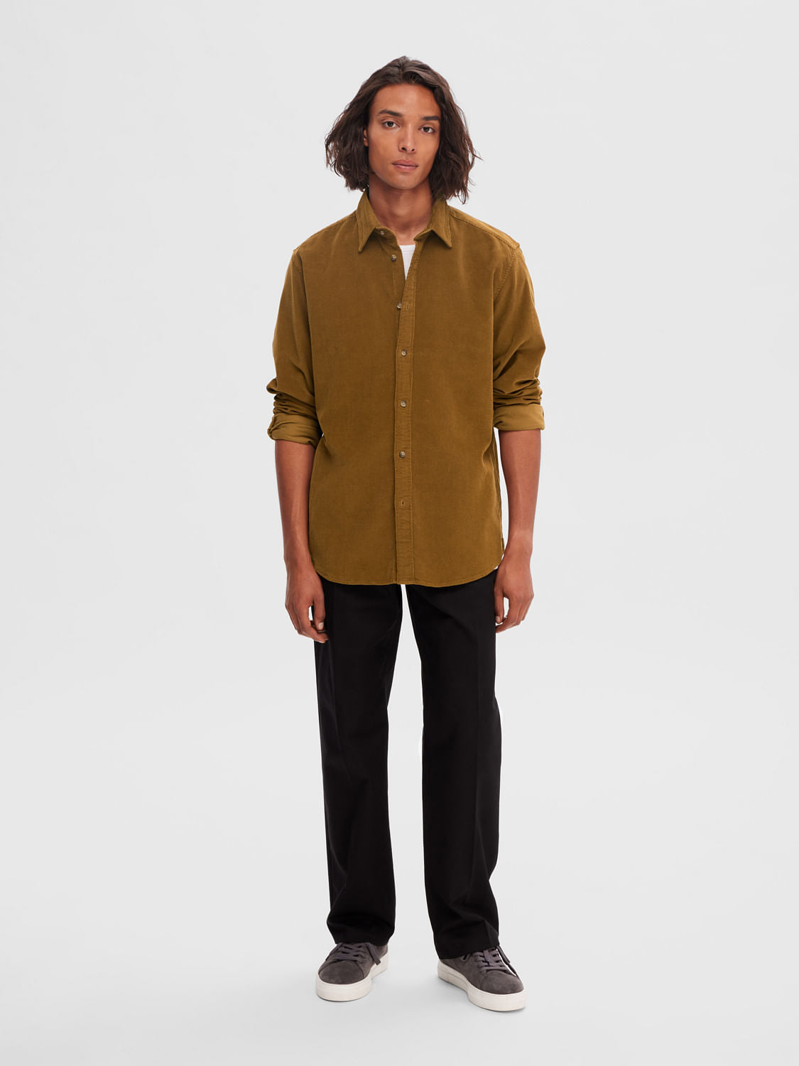 Brown Corduroy Full Sleeves Shirt