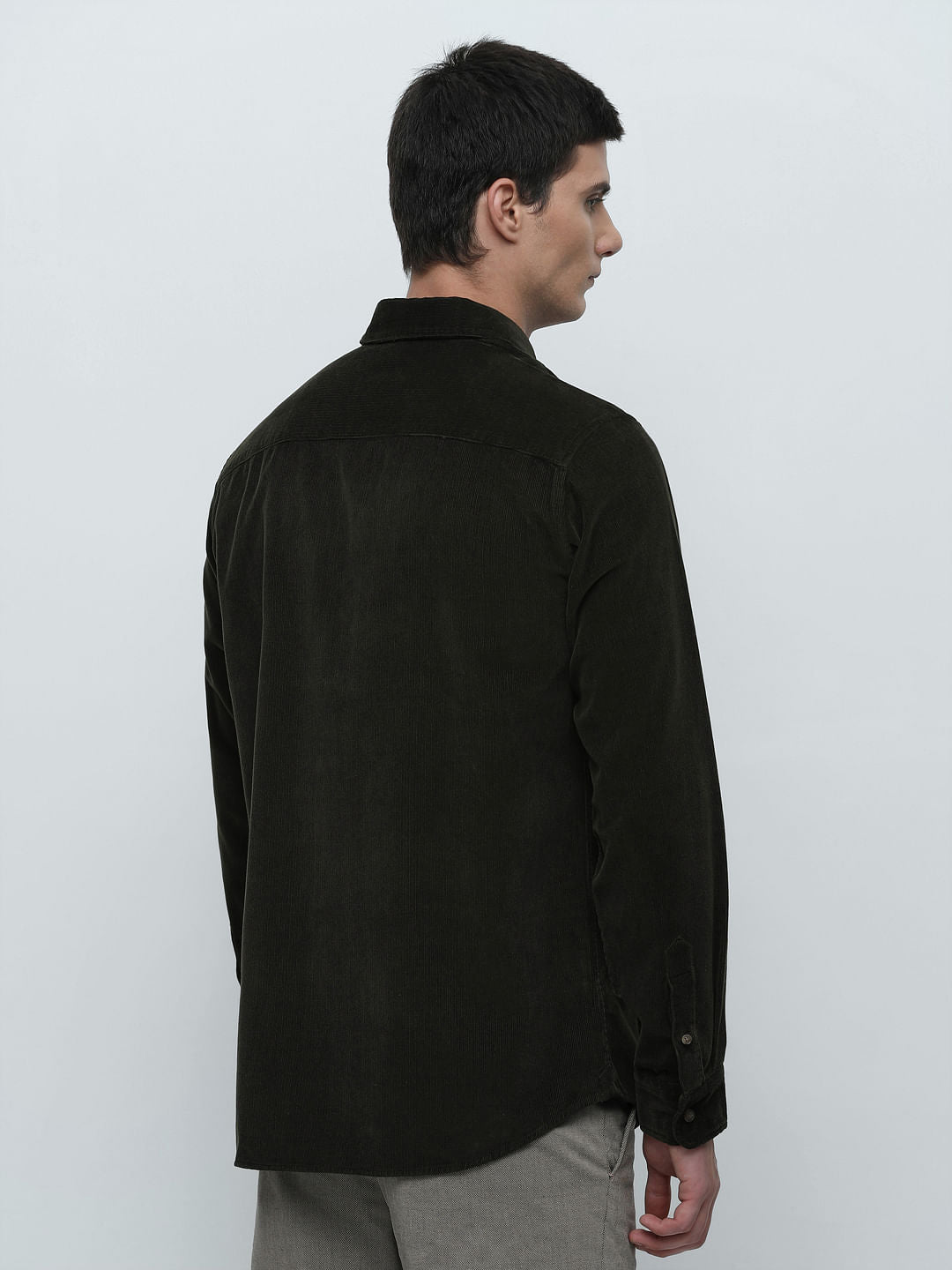 Green Corduroy Full Sleeves Shirt