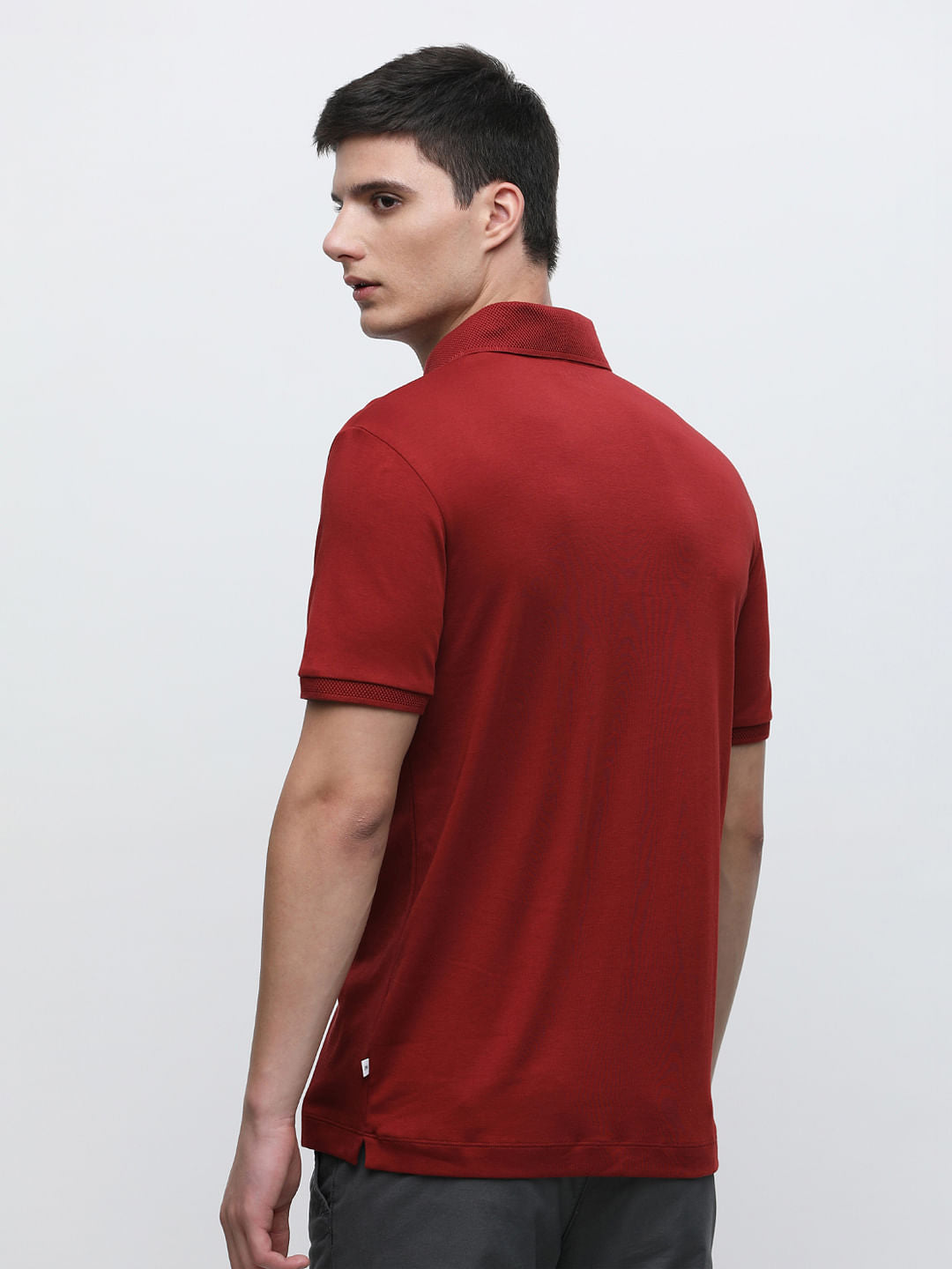 Dark Red Polo Neck T-Shirt