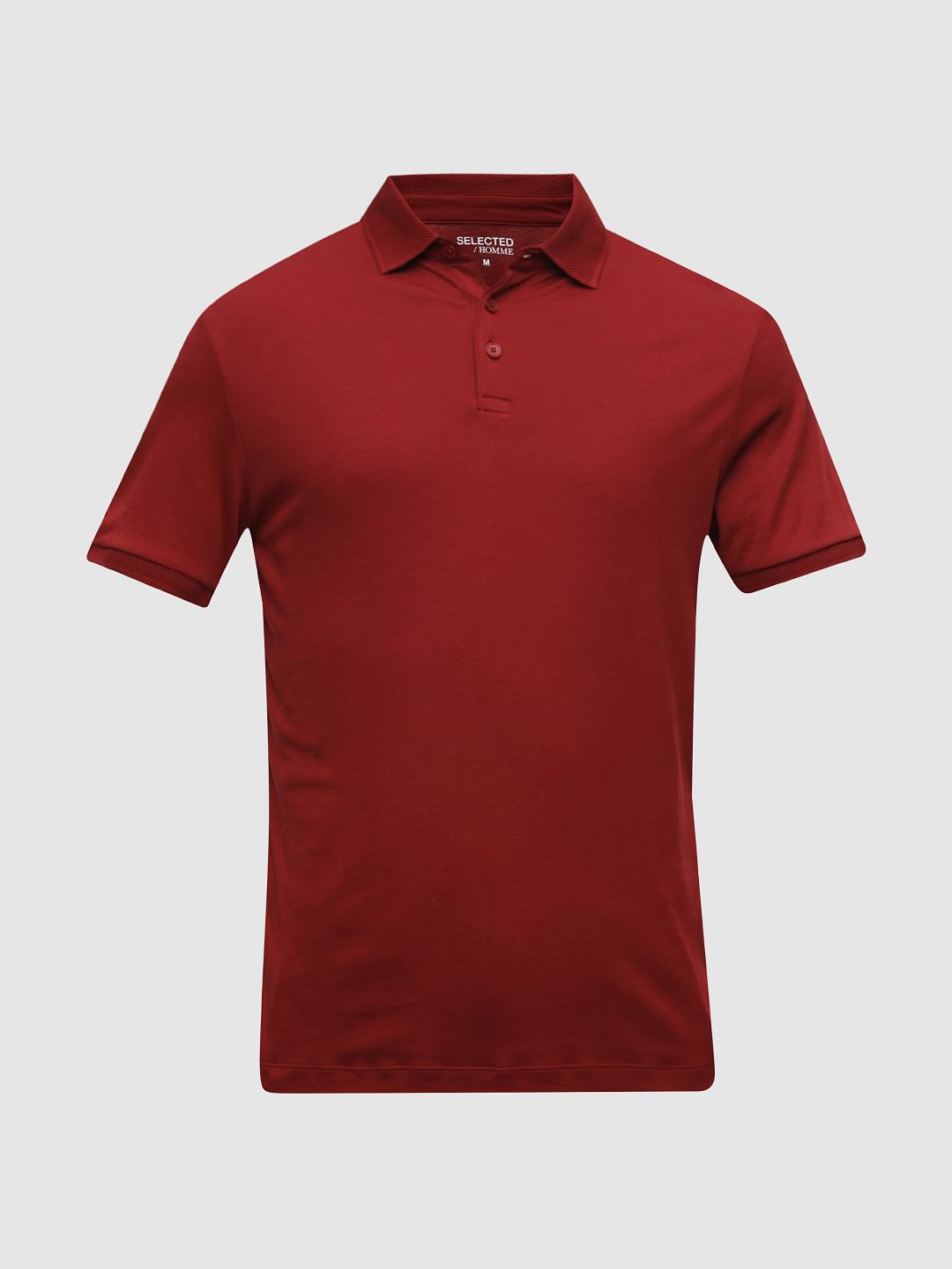 Dark Red Polo Neck T-Shirt