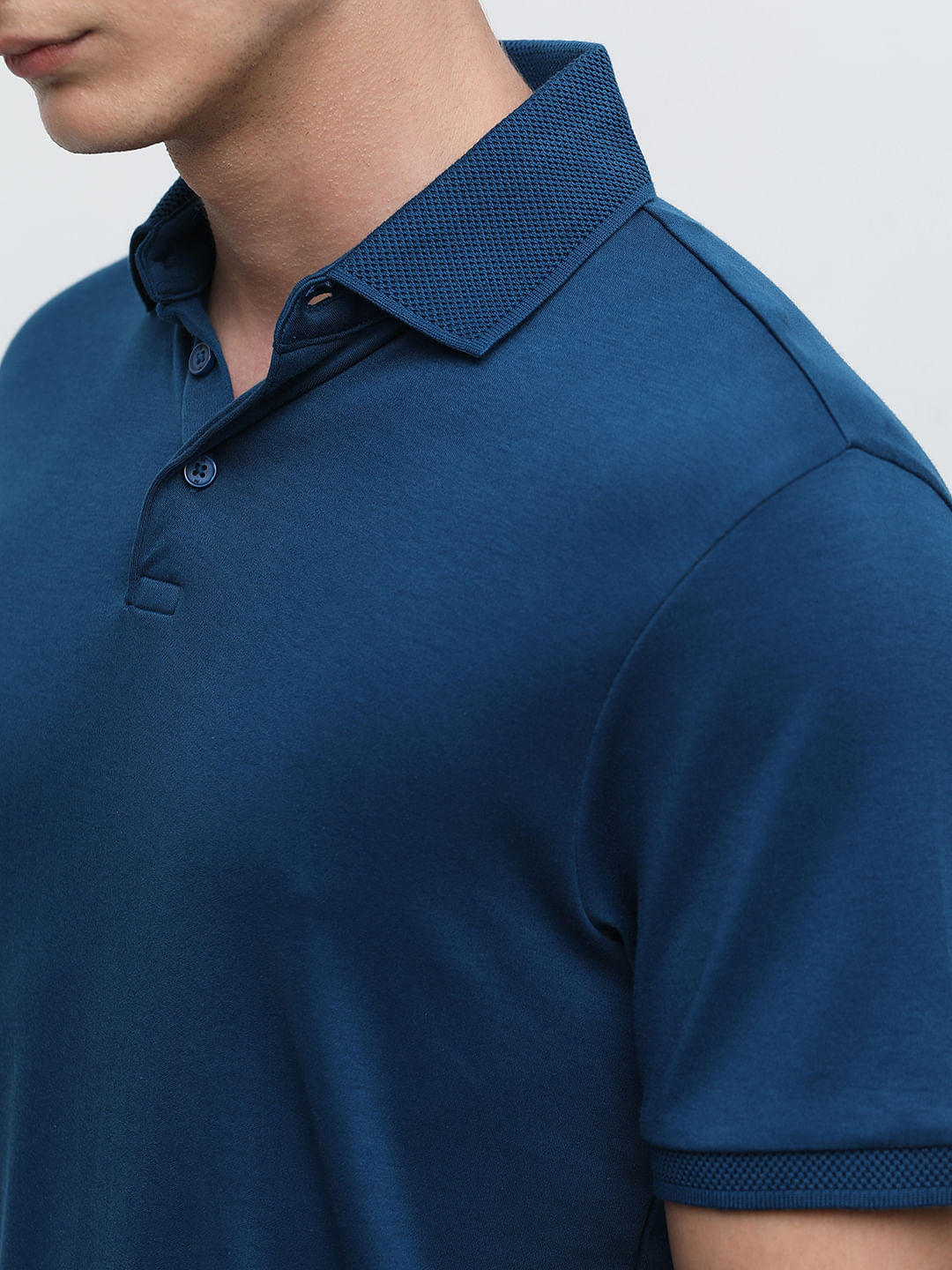 Dark Blue Polo Neck T-shirt