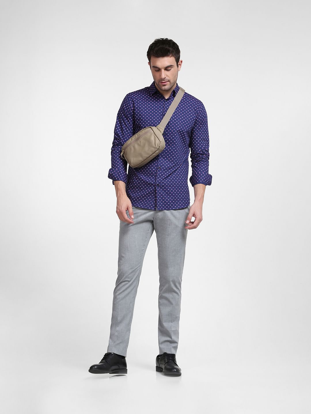 Blue Printed Full Sleeves Shirt