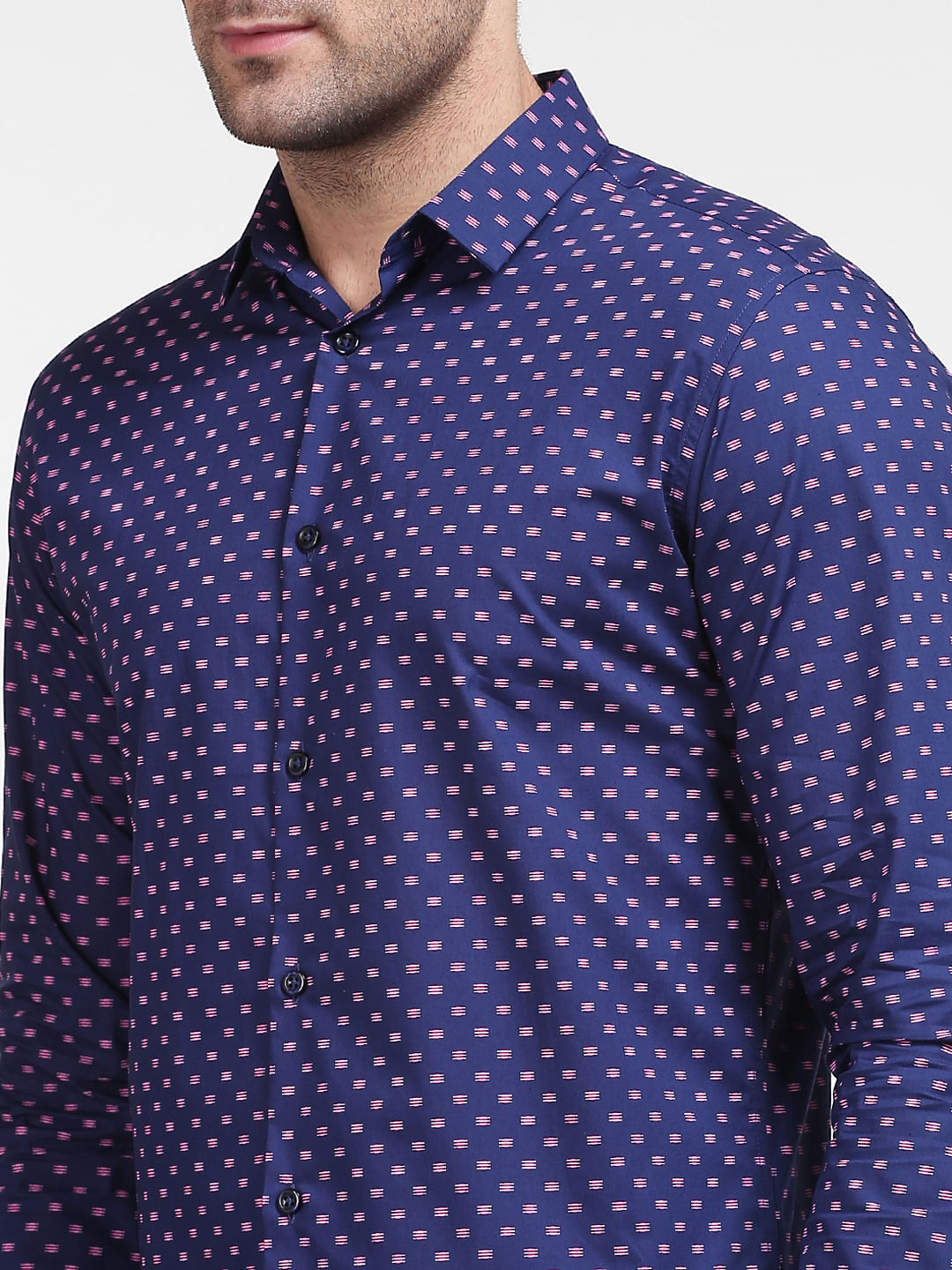 Blue Printed Full Sleeves Shirt