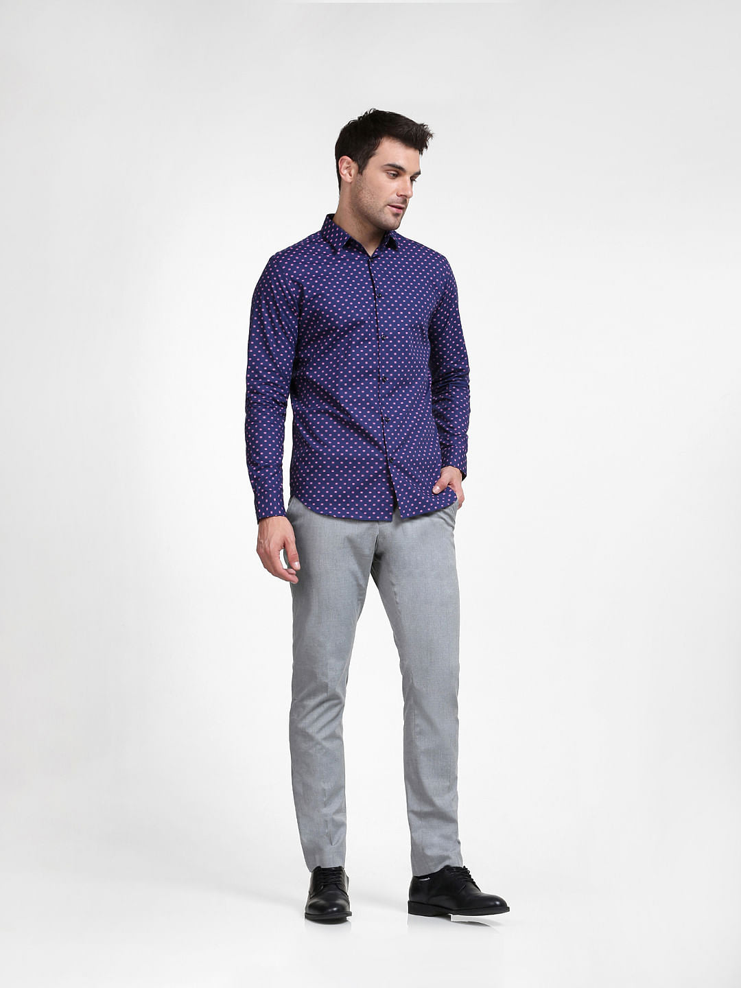 Blue Printed Full Sleeves Shirt