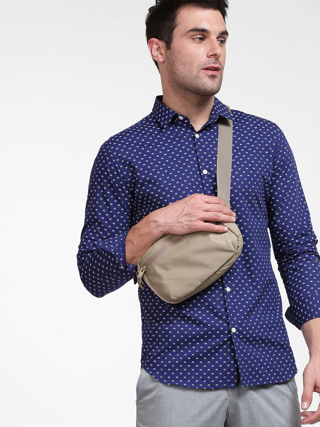 Blue Printed Full Sleeves Shirt