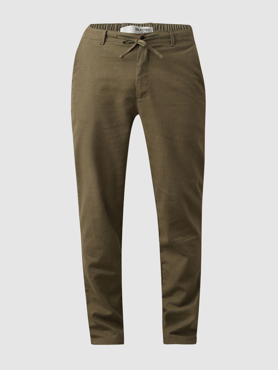 Dark Green Mid Rise Casual Pants
