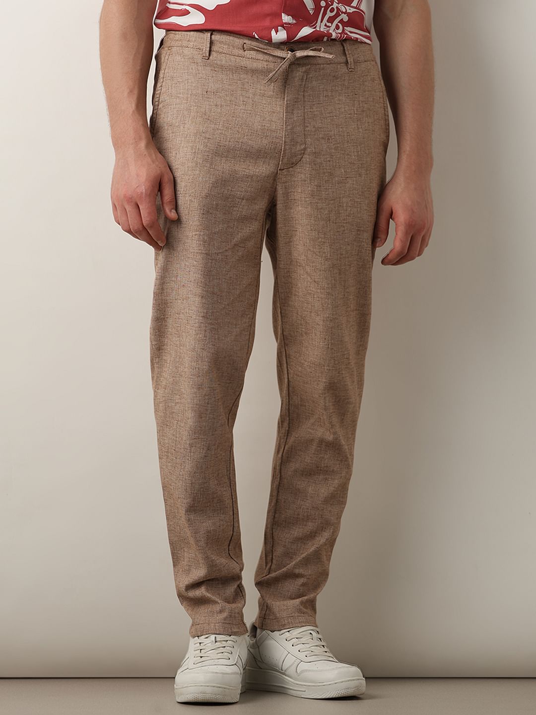 Brown Mid Rise Casual Pants