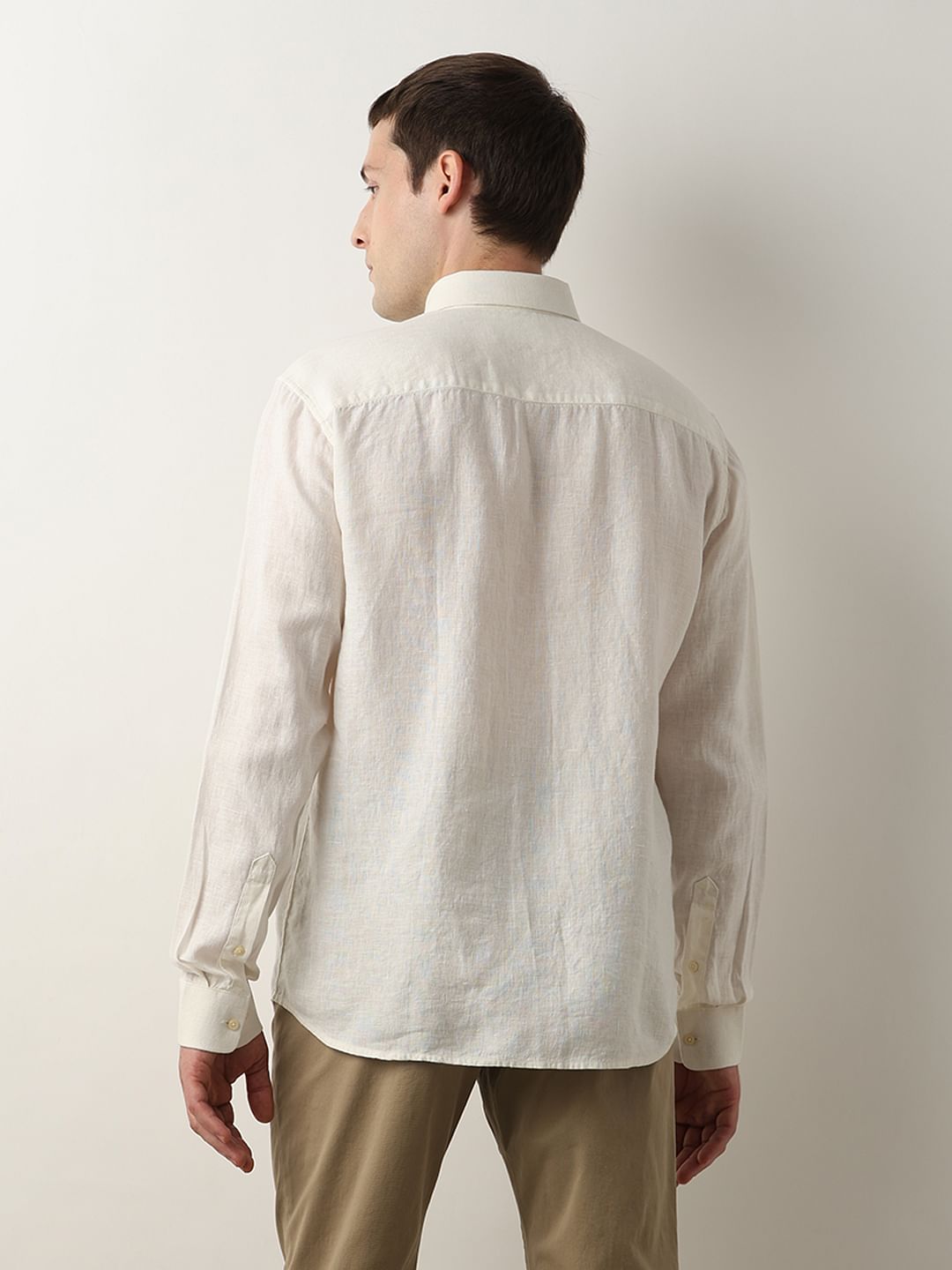 Beige Linen Full Sleeves Shirt