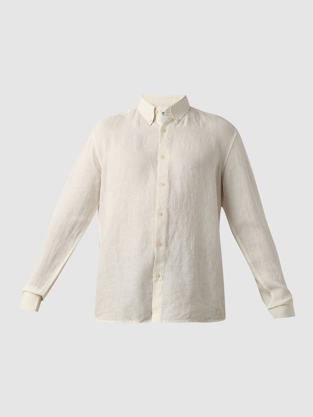 Beige Linen Full Sleeves Shirt