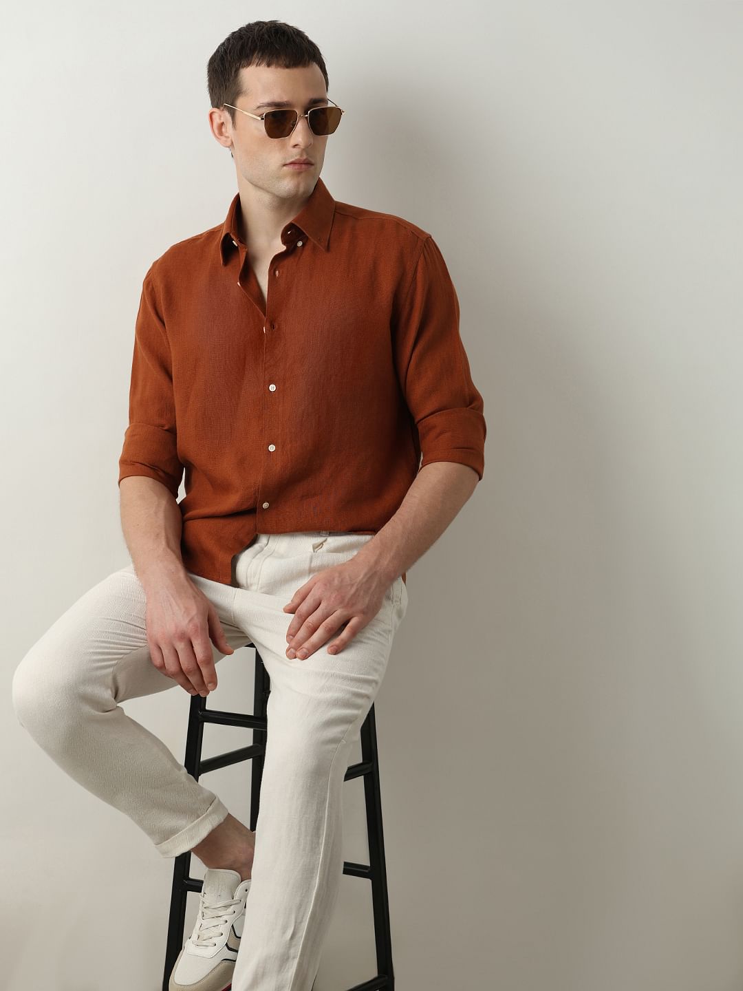 Brown Linen Full Sleeves Shirt