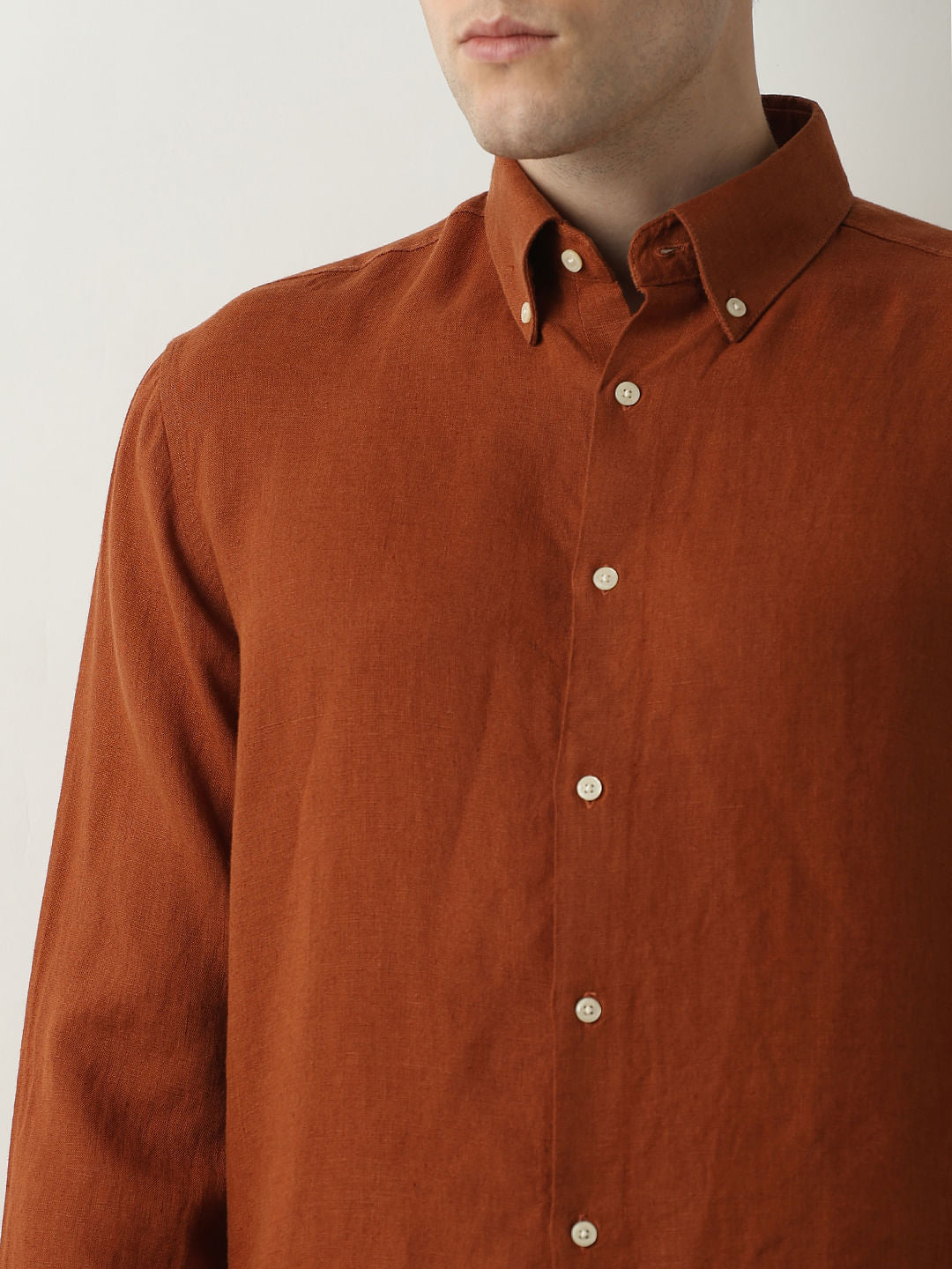 Brown Linen Full Sleeves Shirt