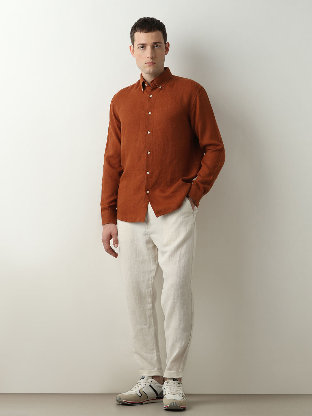 Brown Linen Full Sleeves Shirt