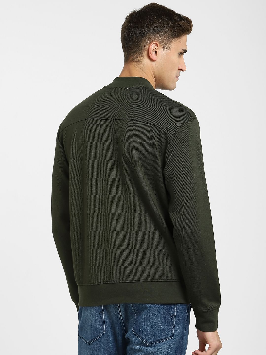 Dark Green Sweat Bomber Jacket