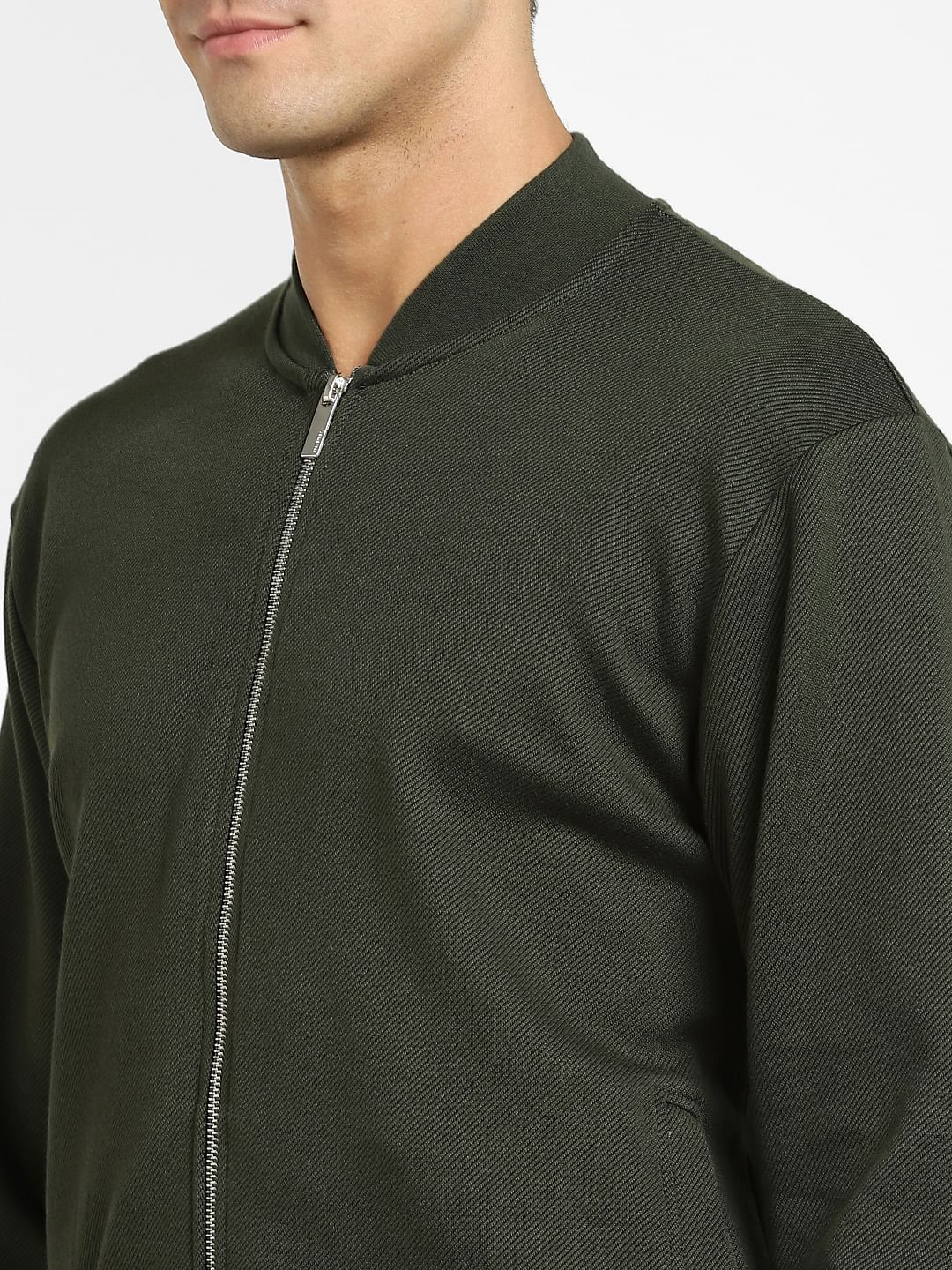 Dark Green Sweat Bomber Jacket