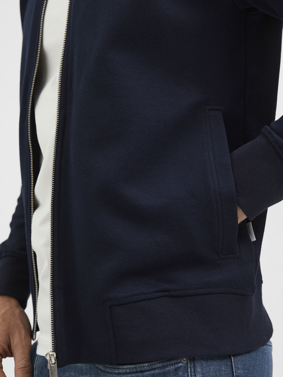 Dark Blue Sweat Bomber Jacket