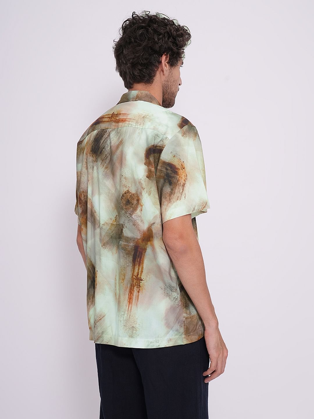 Beige Printed Organic Cotton Shirt