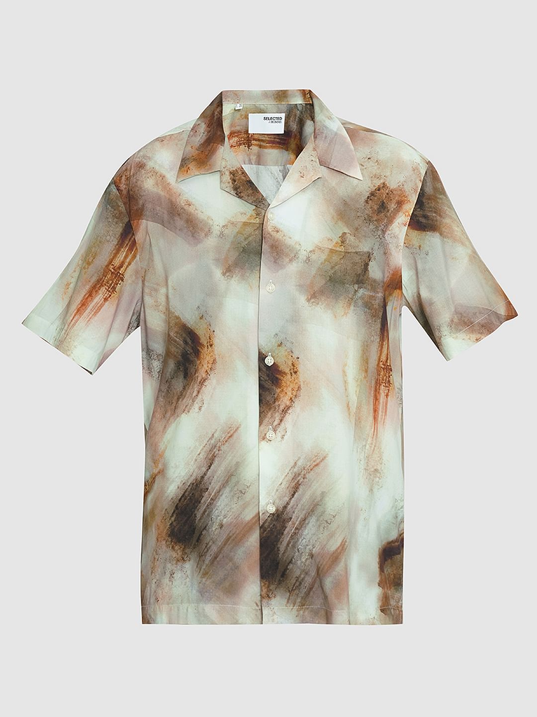 Beige Printed Organic Cotton Shirt
