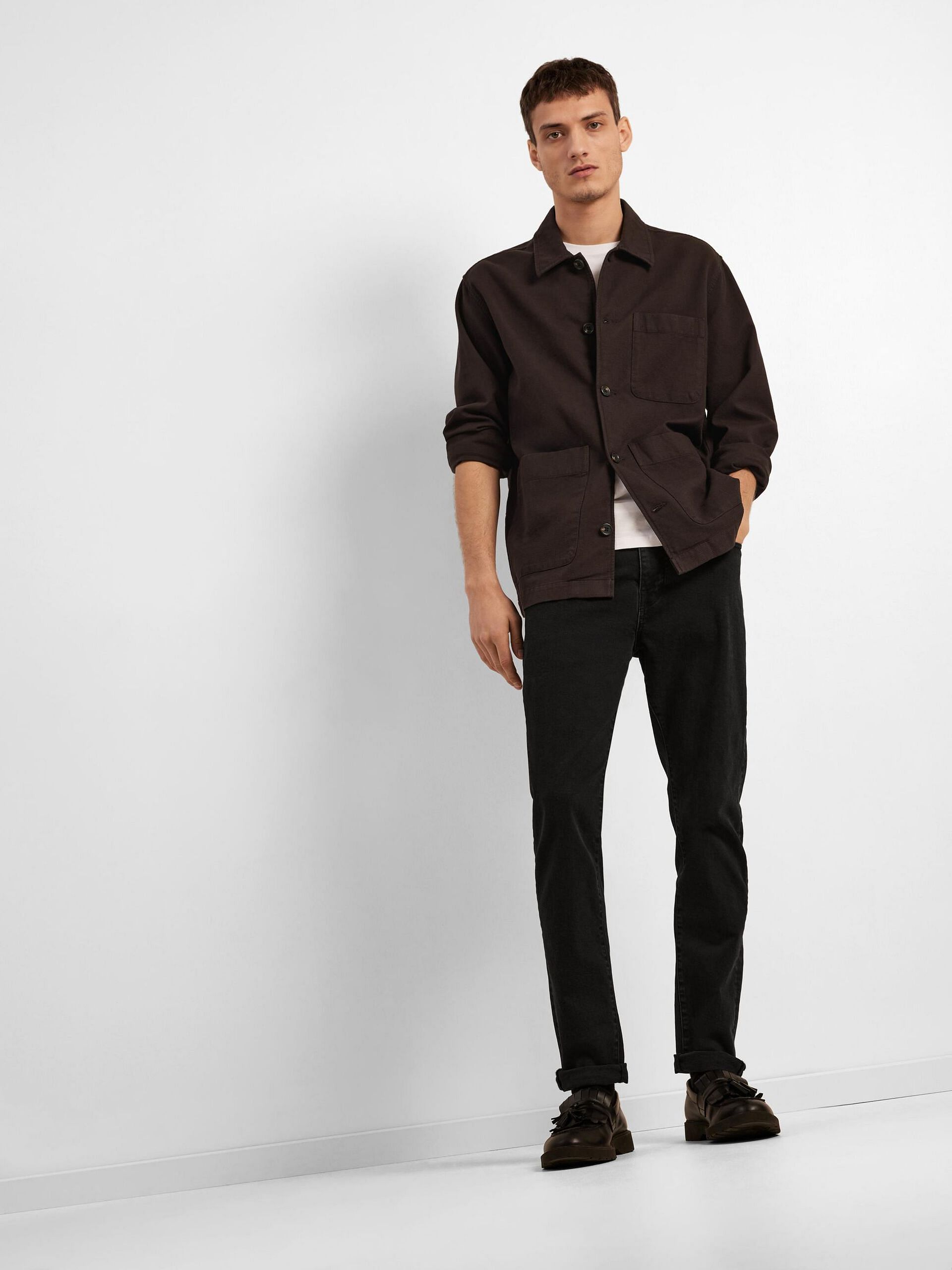 Black Mid Rise Leon Slim Jeans